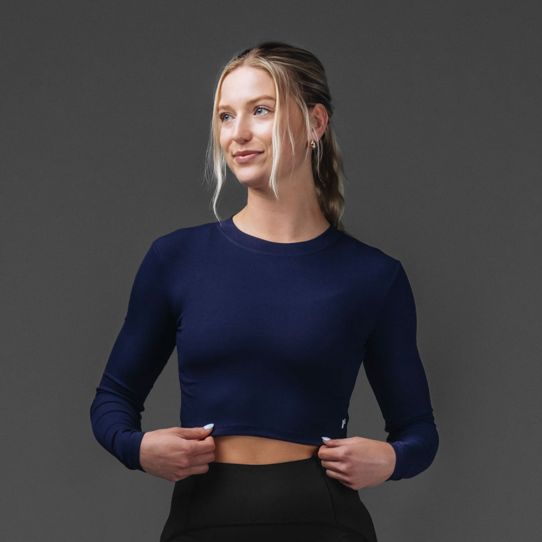 Women's Crop Rib Long Sleeve